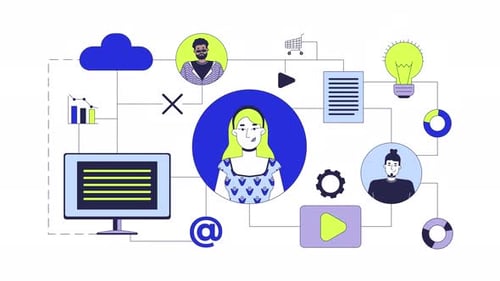 2D-Animation der Produktmanagement-Marketinglinie