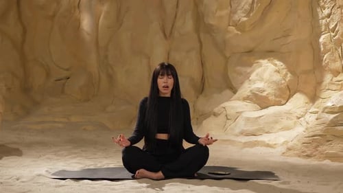 Beautiful Woman Meditation Desert