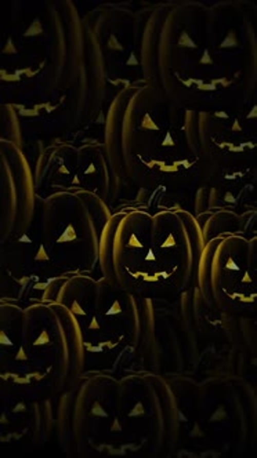 Vídeo vertical - Fundo assustador de Halloween de Abóboras Escuras