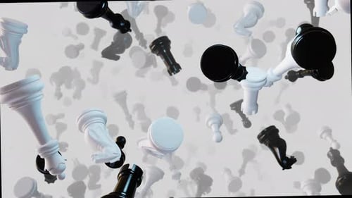 Modern Chess Pieces Falling Loop Background