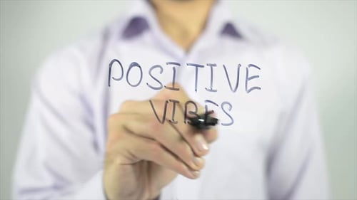 Nur positive Stimmung, Schreiben auf dem Bildschirm