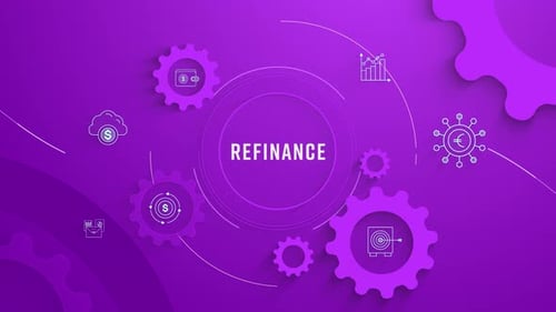Flat Infographic Colorize Icons Background Refinance Loopable Animation