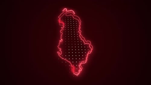 Neon Electric Albania Map Outline Animation