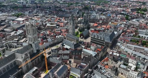 Belfry of Ghent, Saint Nicholas' Church, Saint Bavo's Cathedral, East Flanders, Ghent, Flemish Regio