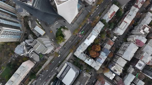 Aerial view of Axis towers - Modern building towers in Tbilisi ...