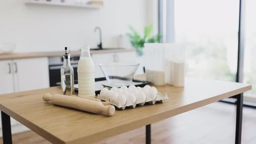 Baking Ingredients Prepared in a Bright Kitchen