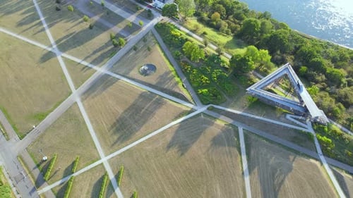 Reveal aerial shot of Ehrenbreitstein Fortress in Germany, a World Heritage Site built between