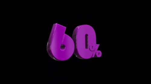 Glossy Purple 3D Sixty Percent Rotation Animation