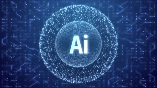 Ai Concept over Matrix sphere on circuitry background - HD