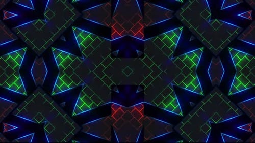 Dynamic kaleidoscope pattern video with vibrant neon colors
