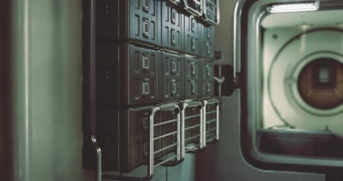 Exploration du design futuriste d'un couloir de station spatiale avec des unités de rangement