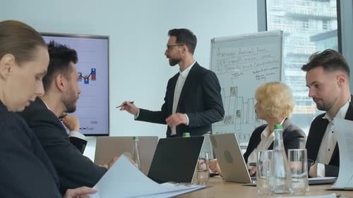 Group Meeting of Businessman People in Office Company Meeting for Brainstorm in Big Office Ceo