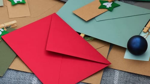 Traditional Twenty Four Days Advent Calendar Before Christmas Holidays Numbers on Envelopes Plastic