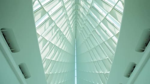 Element of Modern Architecture Detail with Sun Shadows in a Contemporary Hall Move Camera Shot