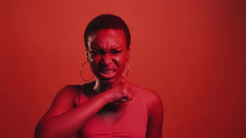 Enough Gesture Stop Annoying Red Woman Gif Loop