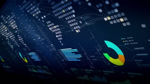 Digital Business Data Interface with Animated Charts