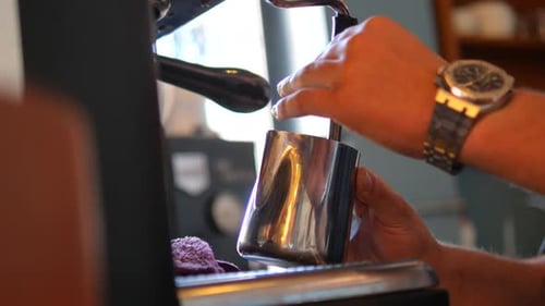Crafting Espresso at a Local Cafe in the Morning