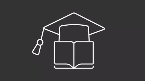 Clean Line Art Animation Revealing Graduation Cap and Open Book