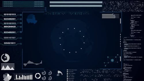 Futuristic HUD Data Display with Globe Animation
