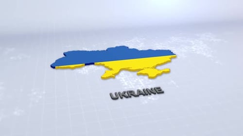 Modern 3D Ukraine Map with Flag Animation
