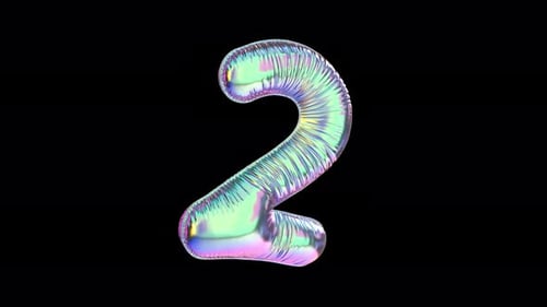 Shiny Iridescent 3D Balloon Countdown Animation