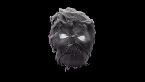 Surreal Morphing Skull with Glowing Eyes Glitch Effect