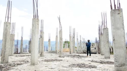 African engineer inspector surveillance operating drone pilot. Drone pilot engineer uav copter techn