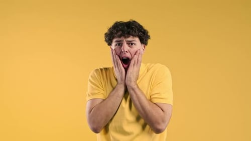 Scared Young Adult Reacts with Fear and Terror