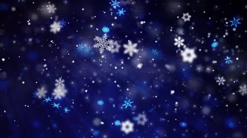 Blue Christmas Background With White Snow Snowfall Snowflake Particles Anination