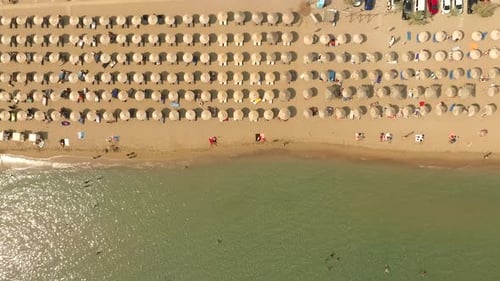 Tsampika sandy beach aerial view in Rhodes, Greece