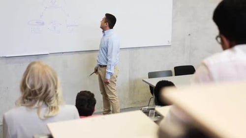 Teacher Giving a Lecture to Diverse Students
