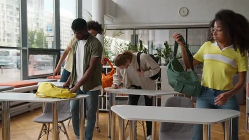 University School College Class Multiracial Classmates Students African American Girl Female Woman