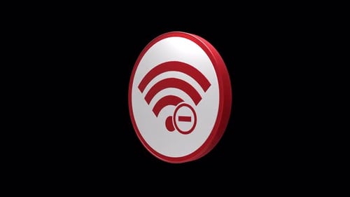 Animated 3D WiFi Disconnected Icon with Rotation