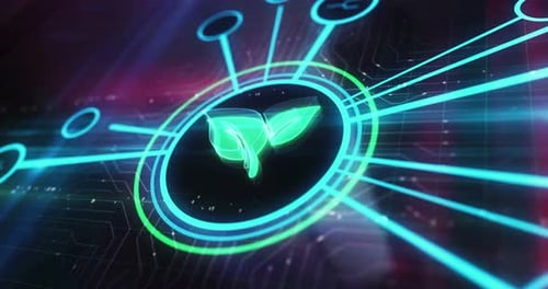 Futuristic Digital Plant Icon Technology Reveal