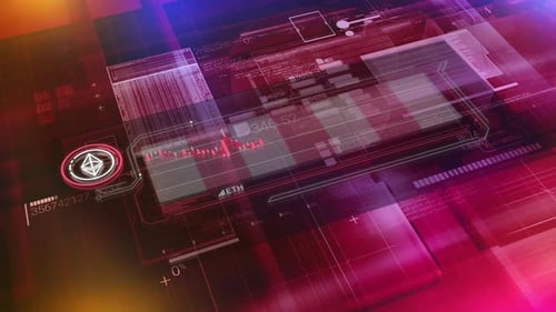 Animated Cyberspace with Abstract Infographic of Ethereum Decline