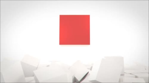 Red cube goes trough pile of white cubes