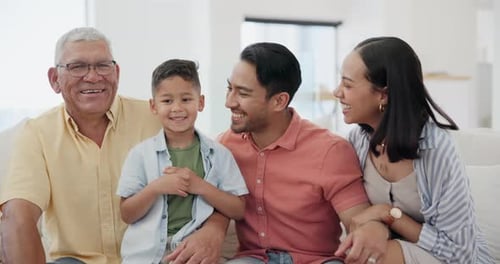 Happy Family Smiling Together at Home