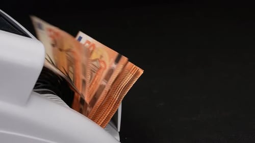 Money Counting Machine Processing 50 Euro Notes