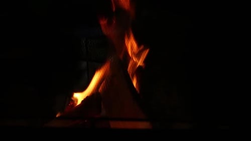 Burning Flames Flickering in a Fireplace