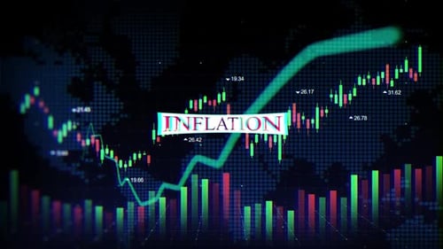 Animated Financial Data Visualization with Glitch Text Effect