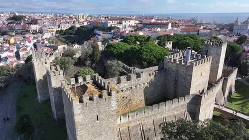 Sao Jorge Castle At Lisbon In Lisbon District Portugal.