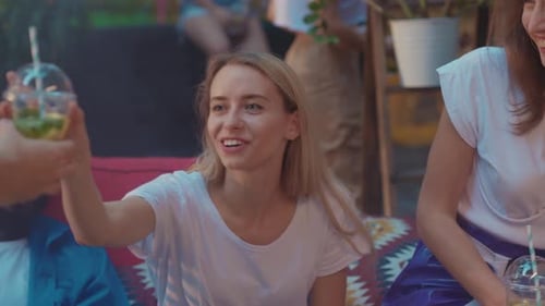 Friends Toasting Drinks at an Outdoor Gathering