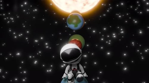 Cartoon Astronaut Loop Animation Satisfying Video