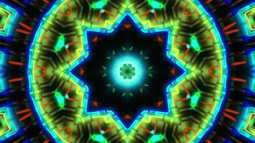 Vibrant Geometric Mandala Kaleidoscope Loop Background Animation