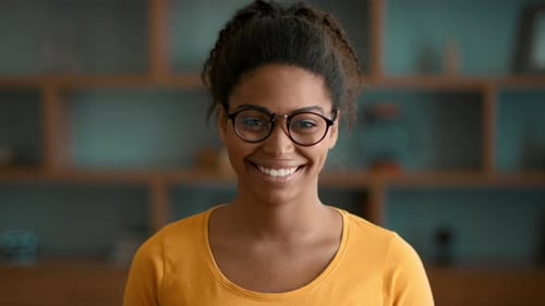 Smiling Young Woman Portrait with Glasses