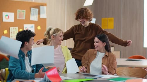 Happy Smiling Friends Education School University Finish Complete Holiday Weekend Session Diploma