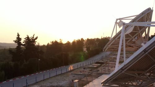 Satellite Dishes at sunset- Aerial view