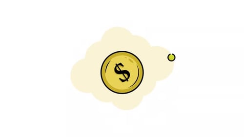 Animated Dollar Coin Icon in Flat Design Style