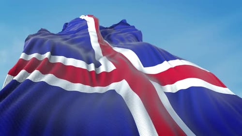 Realistic Iceland Flag Waving in Wind