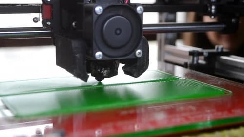 3D Printer Printing Prototype From Molten Plastic Process of Creating Model